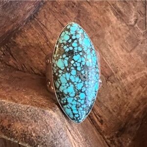 Lovely Vintage Variscite Sterling Silver Ring Size 8